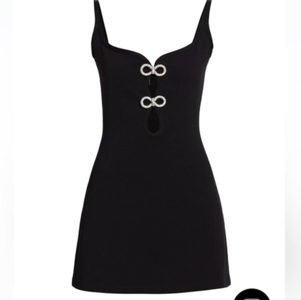 MACH & MACH MINI BLACK DRESS CRYSTAL BOW APPLIQUE SIZE EXTRA SMALL